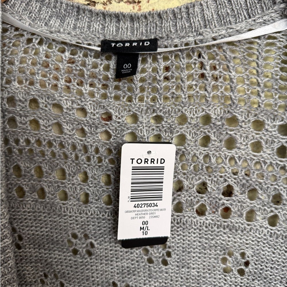 Torrid Gray Open-Knit Cardigan - Picture 2 of 5